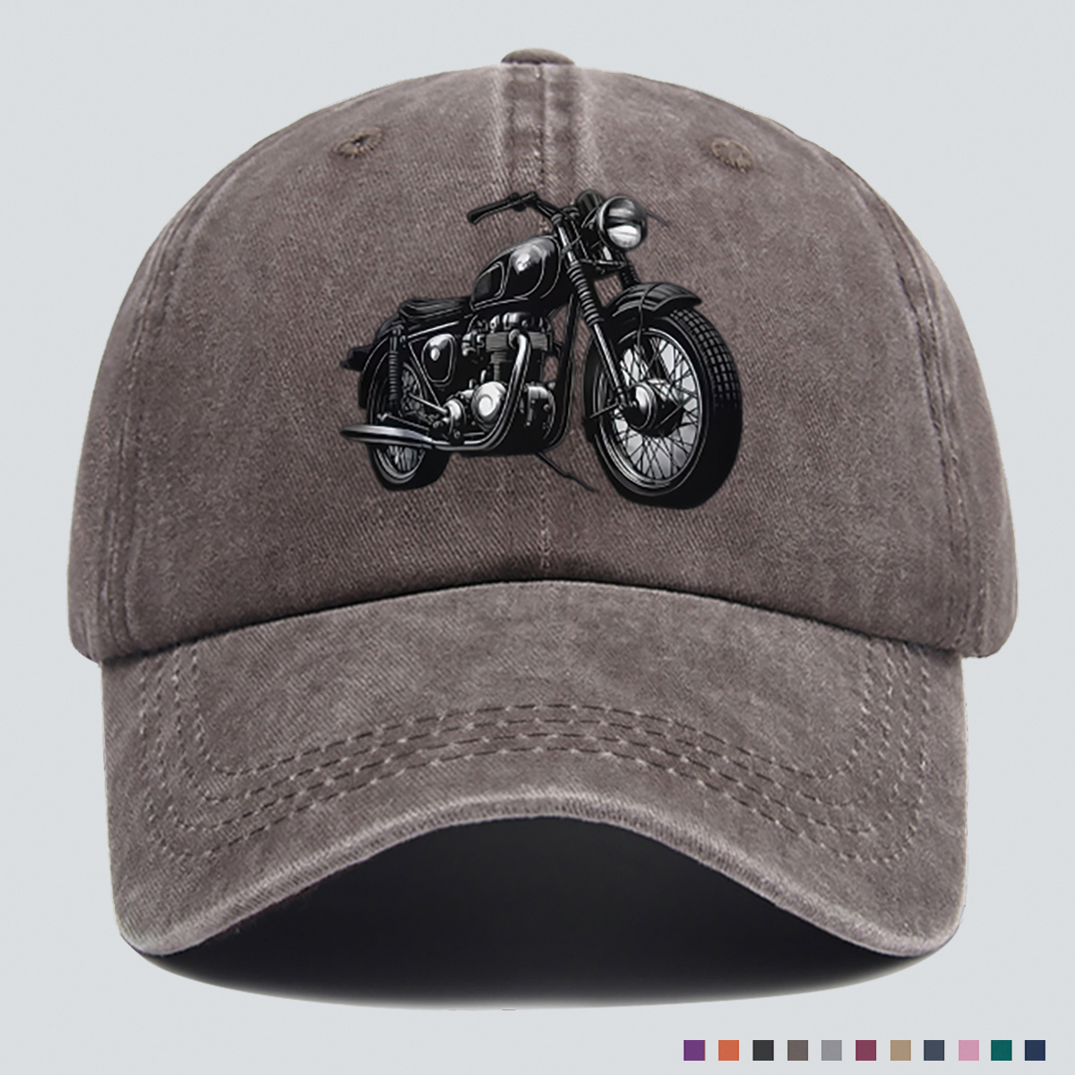 TEMU 1pc Vintage Motorcycle Print Baseball Cap, And White Tones, A Must-have For Street Style Enthusiasts, Perfect For Daily And Parties To Create A