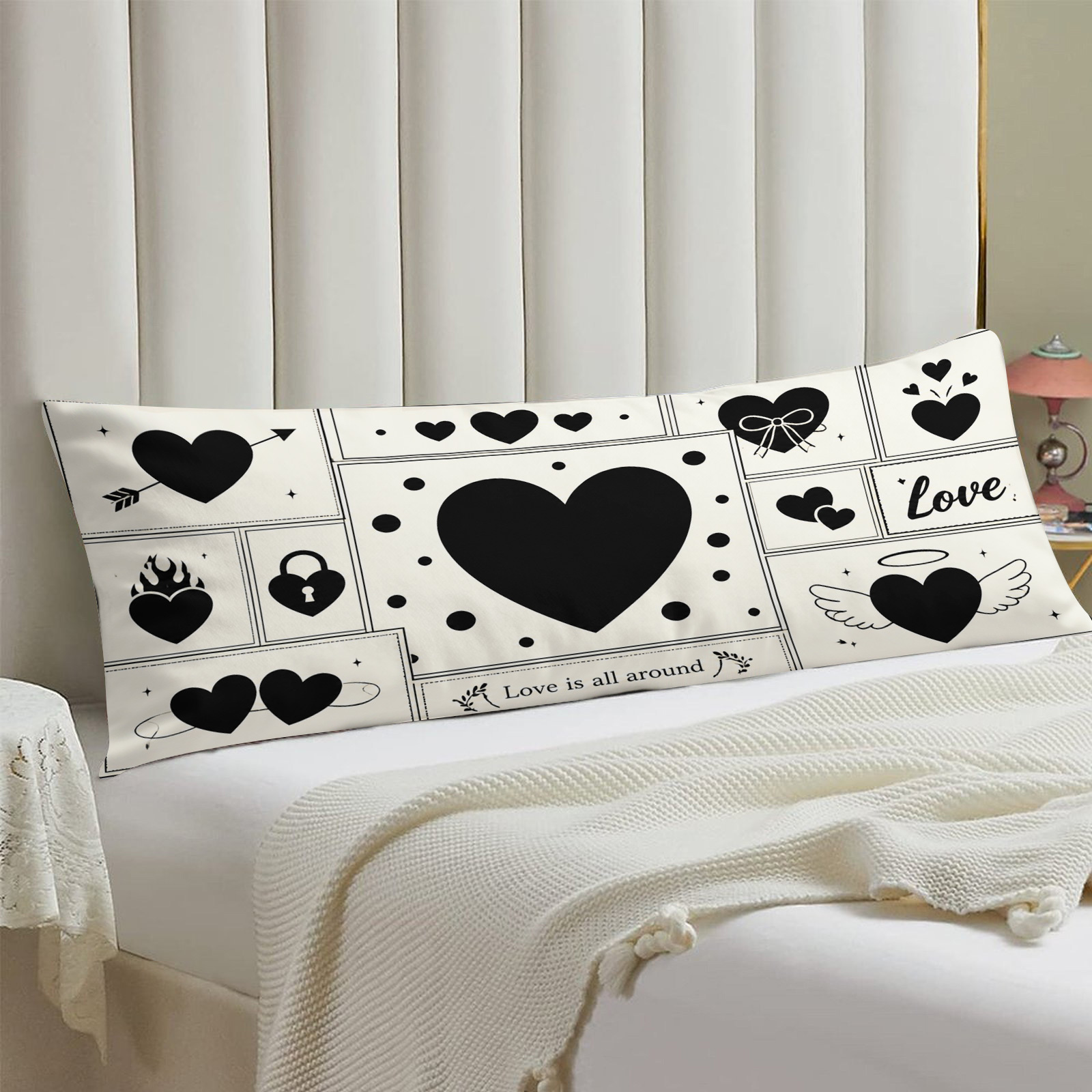 TEMU 1pc Heart Body Pillow Cover Body Pillowcase Long Pillowcase, Trendy Fashionable Long Bed Pillowcase, Soft Comfortable Decorative Large Body