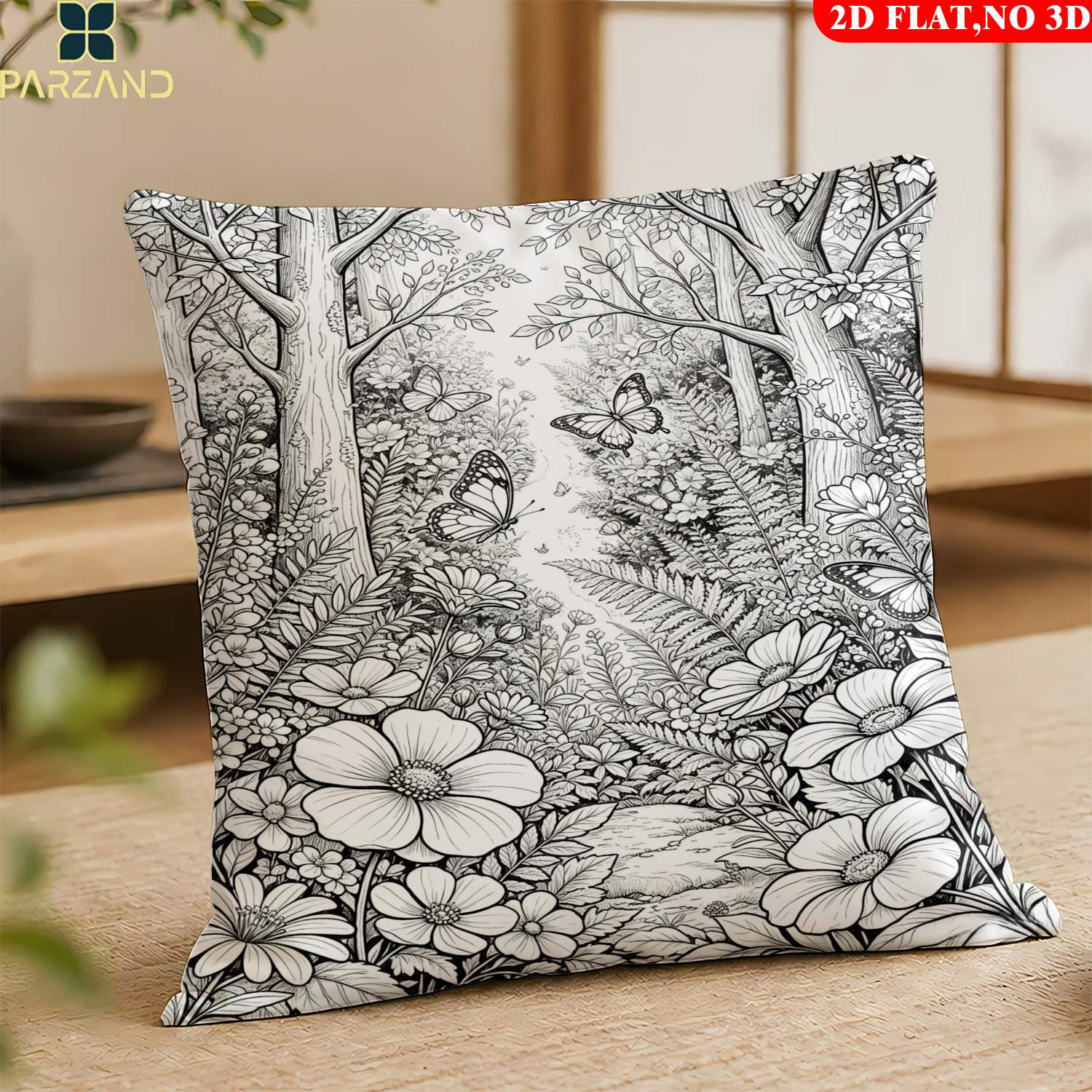 TEMU 2d Flat 1pc Art Pattern Pillowcase Family Pattern, Pillowcase For Sofa, Bedroom, And Study, Comfortable And Soft Pillowcase, A Gift , Modern
