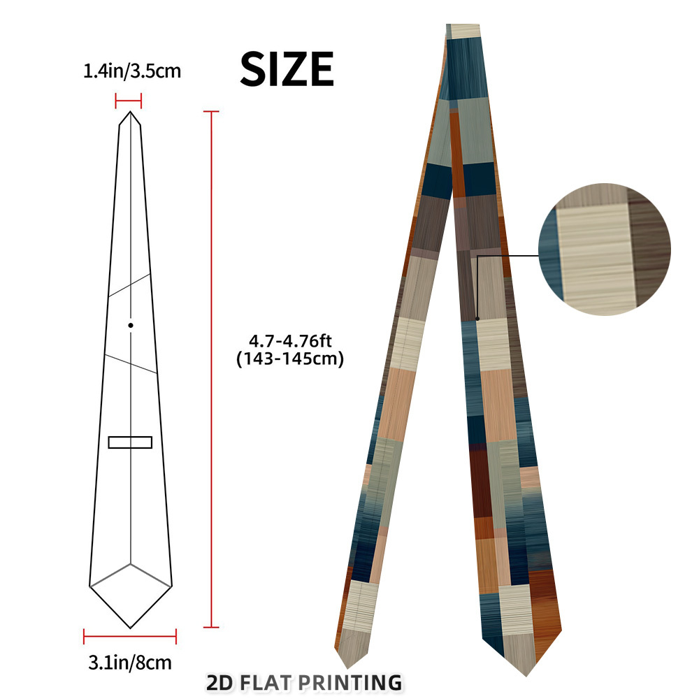 TEMU (2d Flat) 1pc Elegant Men's Tie With Geometric Color Blocks Pattern, Convenient To Pair With Various Outfits For Business Use. Adopts Soft
