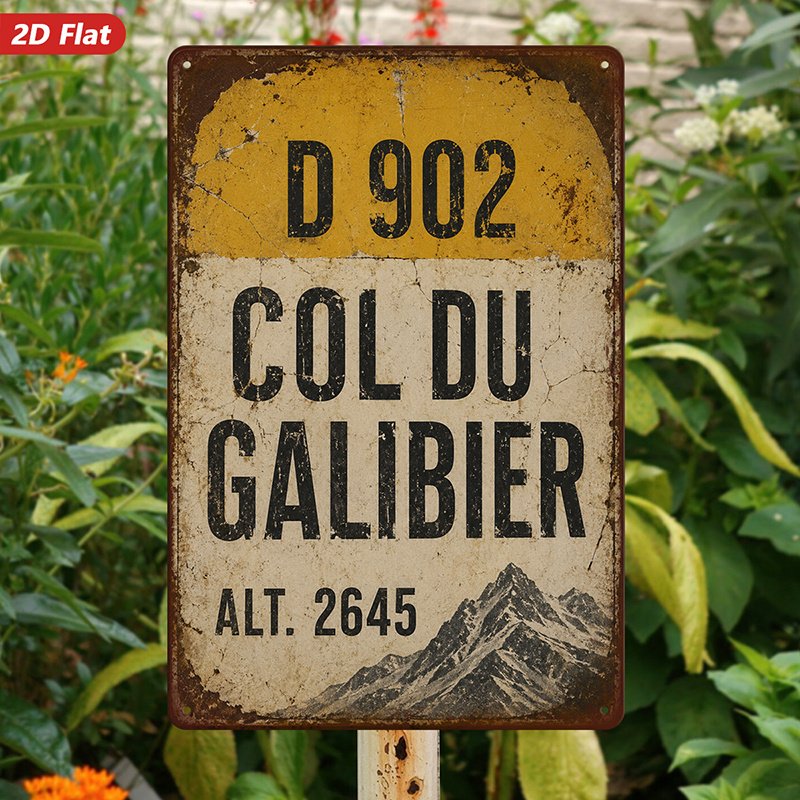 TEMU Art mural plat 2D, 1pc Panneau Métallique, Panneau de Vintage - Décor Col Du , Œuvre d'Art Montagne, Décoration Intérieure, pour Salon, Bureau,