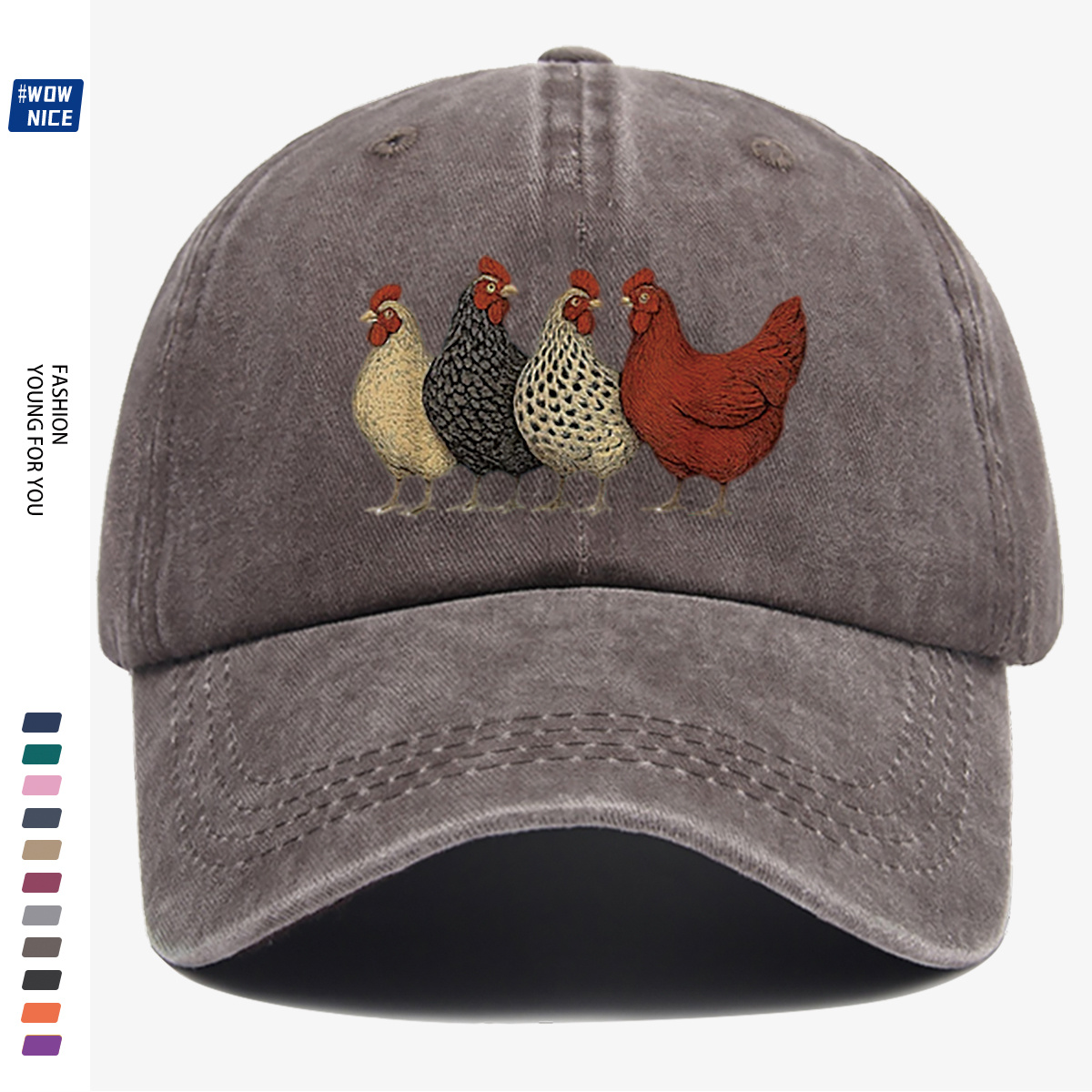 TEMU 1pc Four-color Hen Print Baseball Cap, Summer Street Style Accessory, Fun And Pattern, Flattering Face Shape For A Slimmer Look, Unisex ,