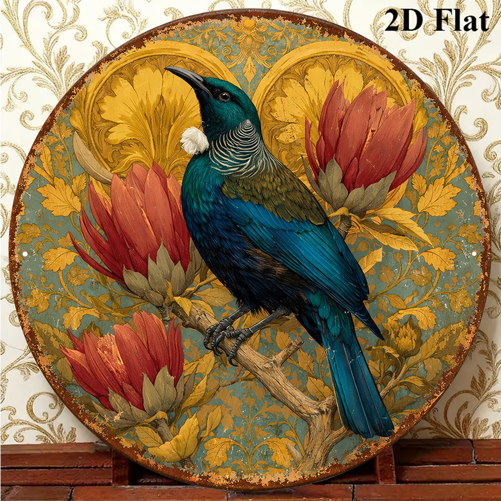 TEMU 2d Flat, 1pc 1pc Tui Bird Wall Plaque - Vintage New Zealand Bird Art Sign Suitable For Living Room, Cafe, Bar Decor - Tui Bird Themed Decoration