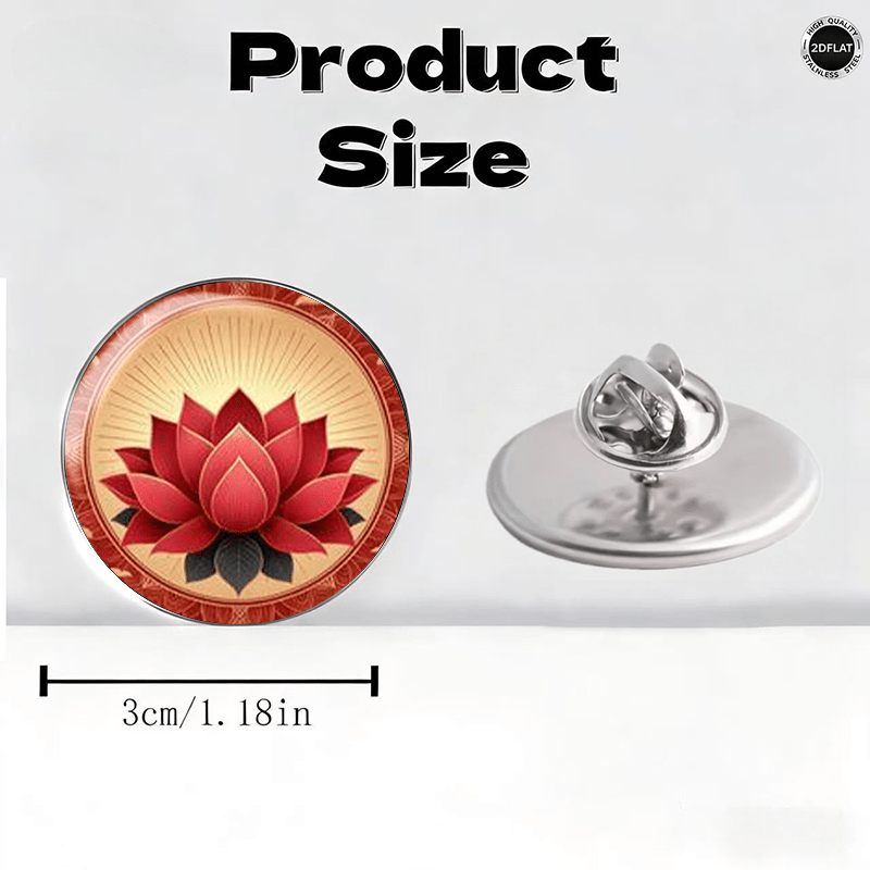 Retro Chinese Style Red Lotus Stainless Steel Brooch