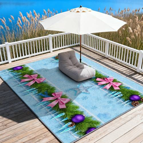 1 buc. covor moale din fleece cu tematică de crăciun, cu bază texturată, culoare albastru, violet, roz, pentru interior și exterior, potrivit pentru balcon, terasă, piscină, grădină, living, dormitor, stil versatil și ușor de curățat, disponibil în mai multe dimensiuni