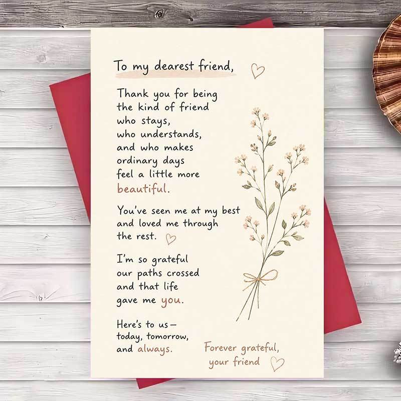 TEMU 1 Envelope And 1 Greeting Cardfloral Greeting Card For Best Friend Appreciation And Thank You Note For Birthday Or Friendship Day Gift Greeting
