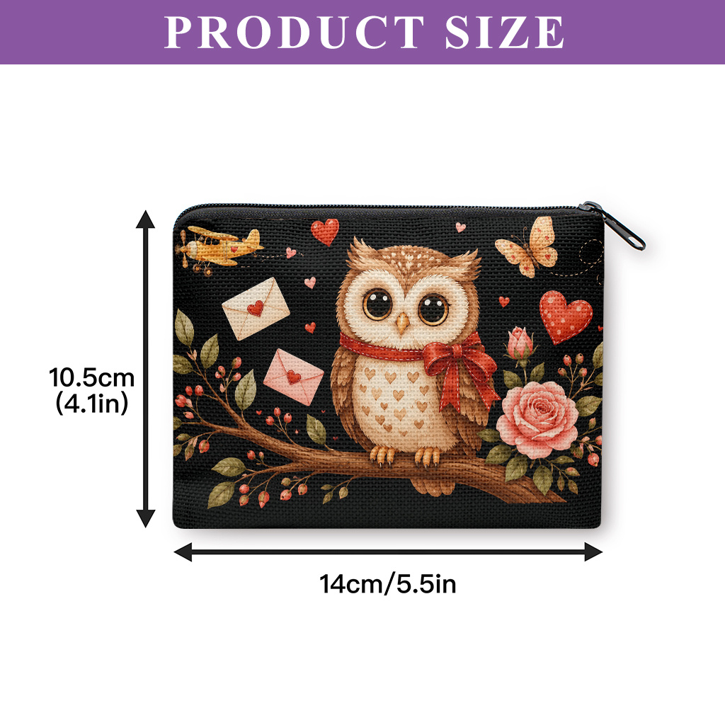 TEMU Coin Purse 1pc, Adorable Owl With Ribbon Change Purse, Made Of, Wallet Suitable For Women And, A Practical Organizer For , Cash, Credit Cards,