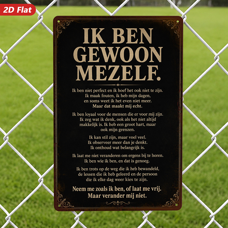 TEMU 2d Flat, 1pc Metal Sign Wall Art, Dutch - Text Wall Art, Inspirational Quote Decor, , Home Decor, For Living Room, Office, Safe Rounded Corners,