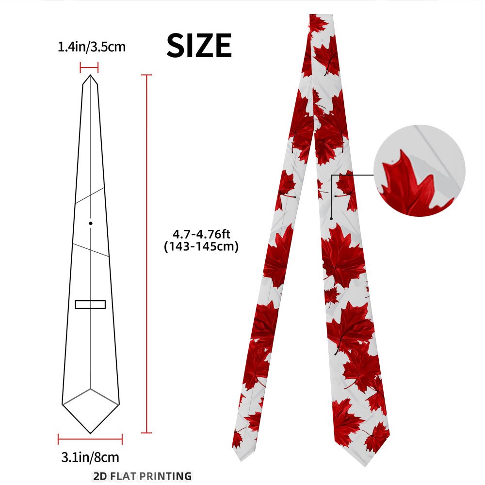 TEMU (2d Flat) 1pc Necktie With Canada Day Print Design, For Wedding Banquets, Friend Gatherings, Daily Casual Looks And Regular Wear, Matches