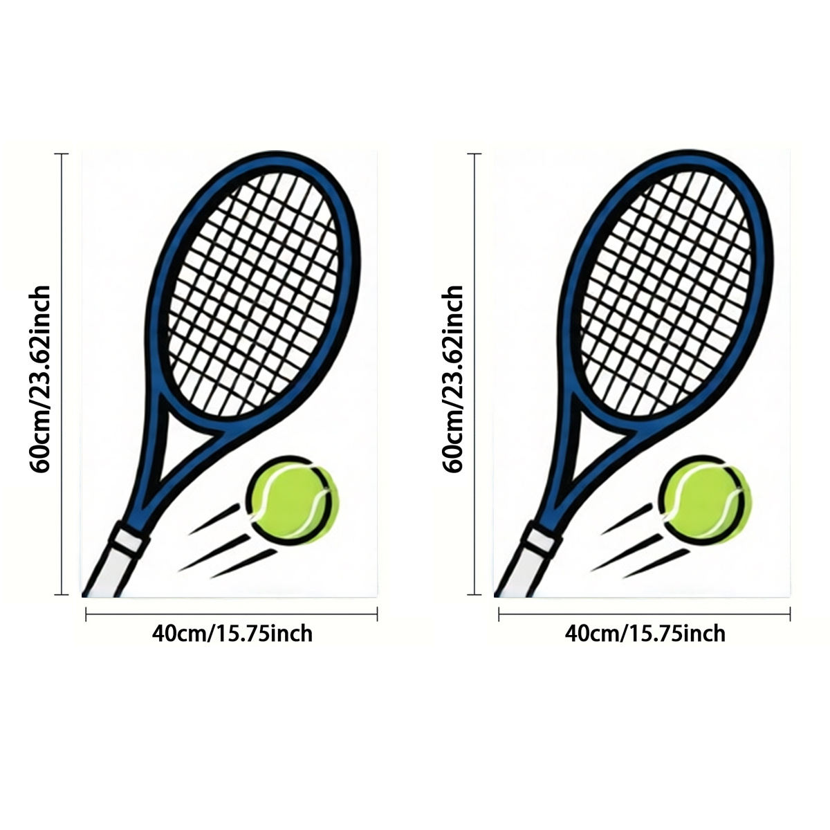 TEMU 2 stuks, gezichtshanddoeken, enkelzijdige print, rechthoekig 40 x 60 cm, cartoon eenvoudige schetsstijl tennisracket en tennisbal 2D , zacht