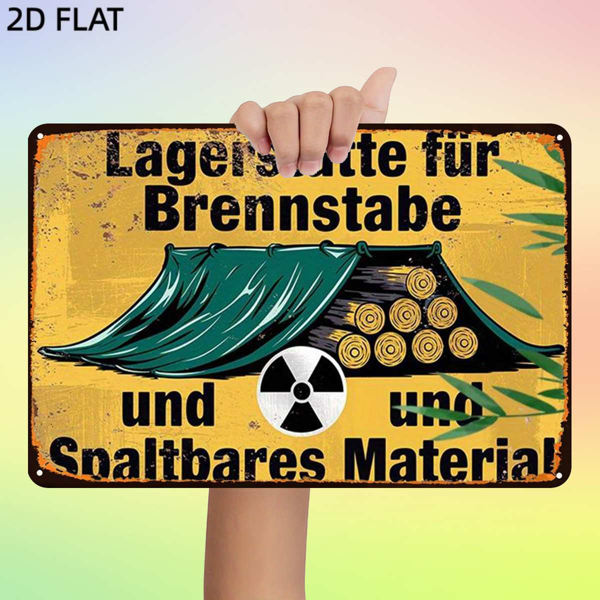 TEMU 2d Flat, 2d Flat,1pc,retro Storage Site For Fuel Rods And Fissile Material Metal Iron Sign, Pre-drilled Holes,wall Art Decor For Home Room Deck