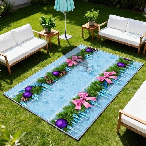 1 buc. covor moale din fleece cu tematică de crăciun, cu bază texturată, culoare albastru, violet, roz, pentru interior și exterior, potrivit pentru balcon, terasă, piscină, grădină, living, dormitor, stil versatil și ușor de curățat, disponibil în mai multe dimensiuni