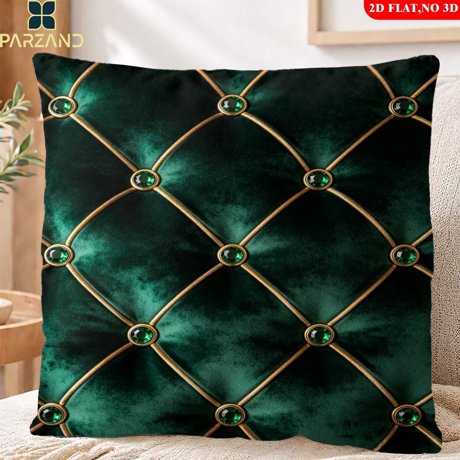 TEMU 1pc Parzand Modern Green Diamond Grid Pillowcase Suitable For Sofa, Bed, - Soft Durable Bedspread With Multicolor Pattern, Machine Washable