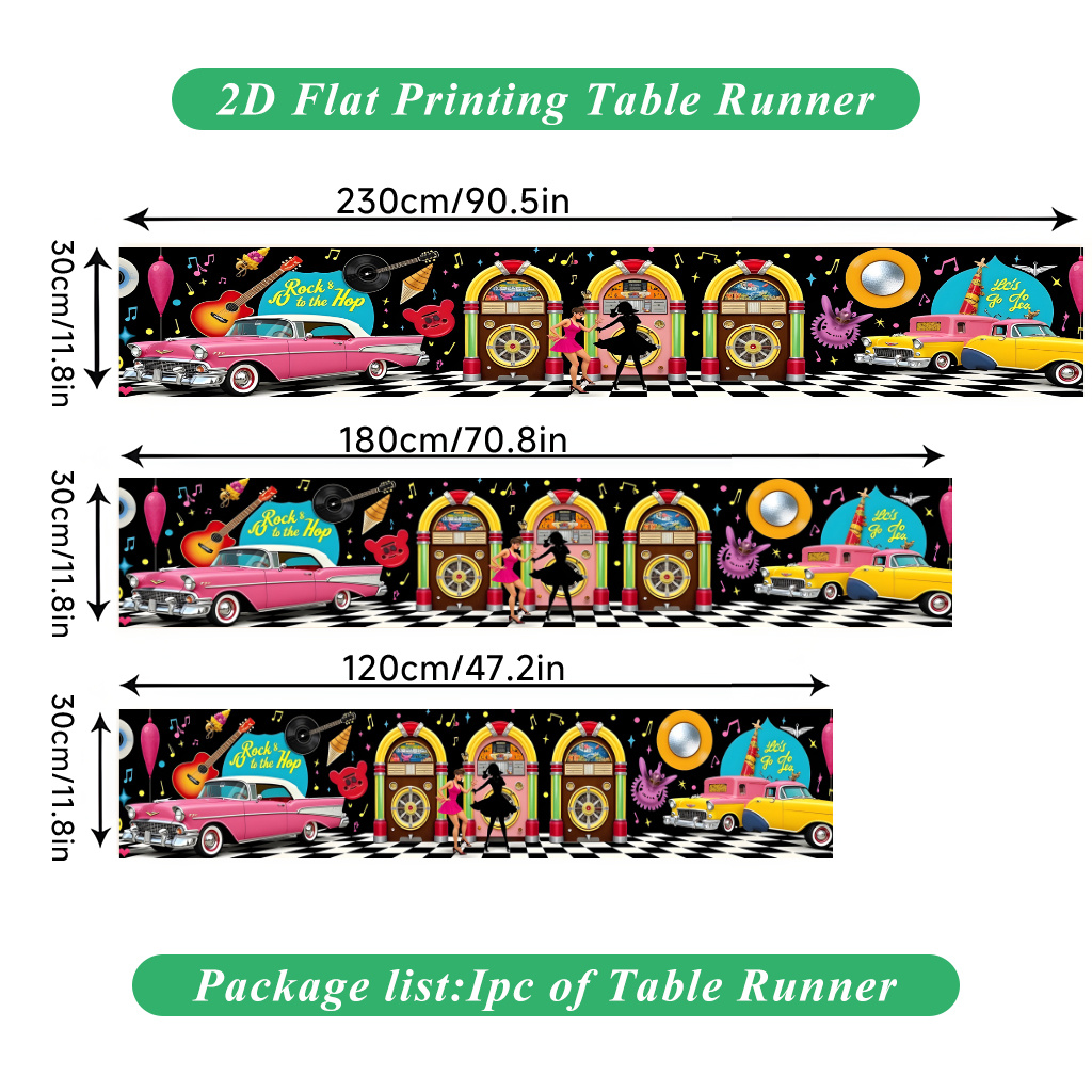 TEMU Chemin de pièce Voitures de danse juke-box - Rétro adapté pour - Décoration en polyester intérieur/extérieur avec juke-box et voiture vintage