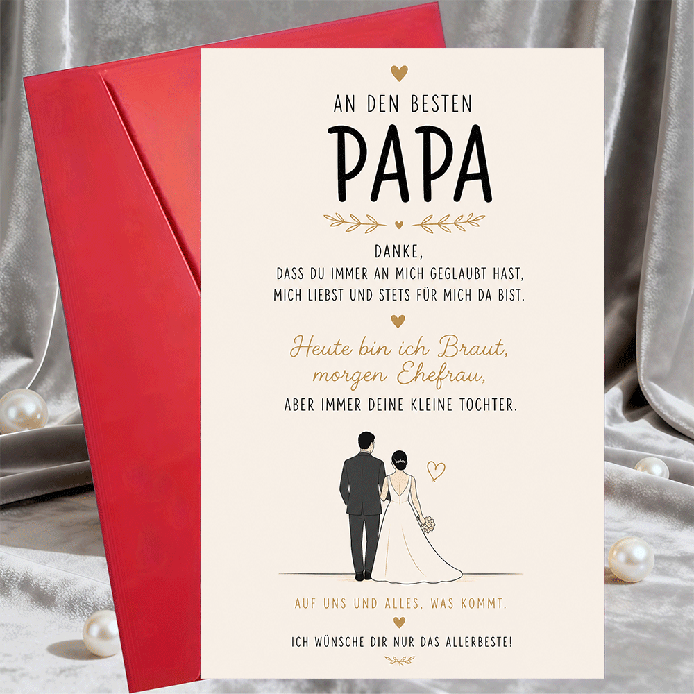 Image of 1 Greeting Card + 1 Envelope Best Papa Wedding Gift Card From Daughter Thank You Card For Dad From Bride To Father On Wedding Day Greeting Card