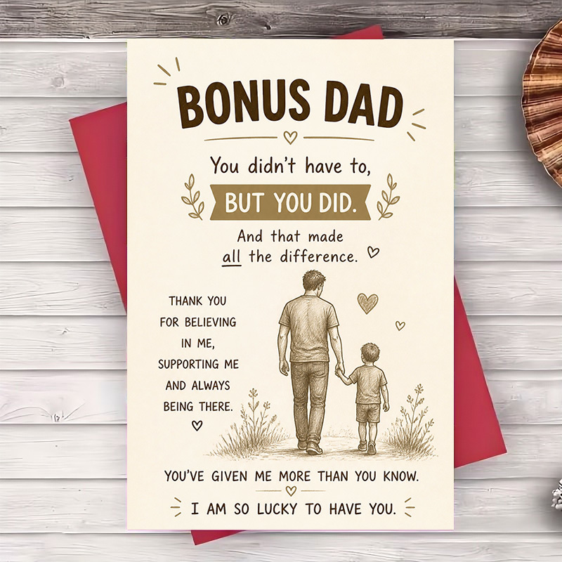TEMU 1 Greeting Card And 1 Envelope Greeting Card Appreciation Gift For Stepfather On Father's Day Birthday Or Anniversary Message For Dad Ever