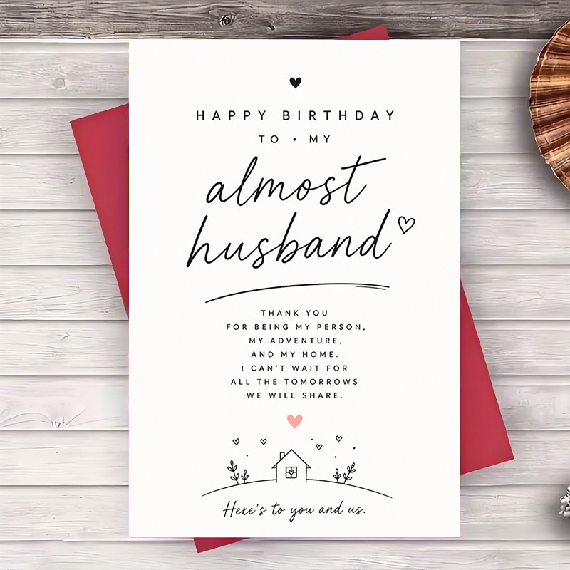 TEMU 1 Greeting Card + 1 Envelope Happy Birthday Card For Husband Romantic Greeting Card For Fiance Anniversary Engagement Celebration Gift For Him