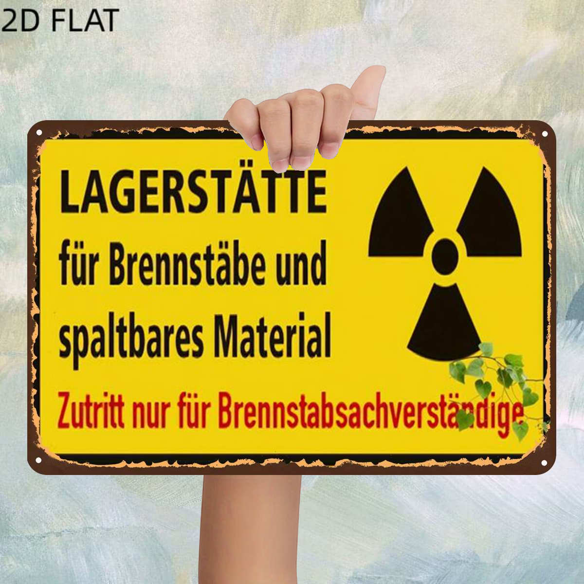 TEMU 2d Flat, 1pc, Retrostorage Site For Fuel Rods And Fissile Material - Access To Metal Iron Sign, Pre-drilled Holes, Suitable For Indoor, Garden,
