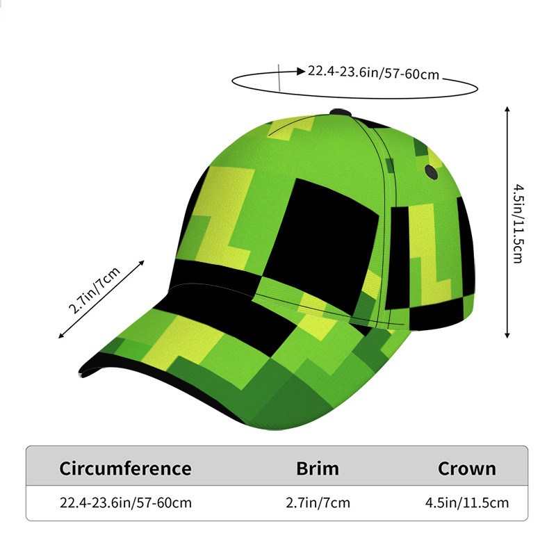 TEMU 1 Casquette de baseball avec imprimé de visage vert effrayant, pour quotidiens décontractés, l'assortiment , l'amélioration du style de rue, une