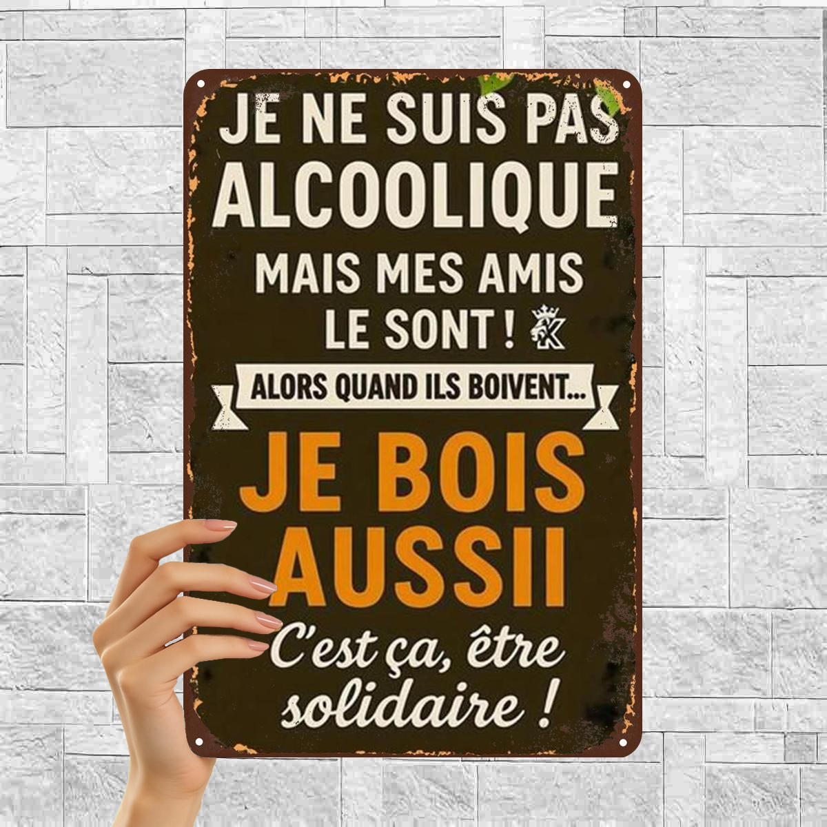 TEMU 2D Plat 1pc, "Panneau d'Art Métallique : ' , ... C'est ce que ça veut d' !' – Décoration de amusante en français pour bar ou maison" 8×12 pouces