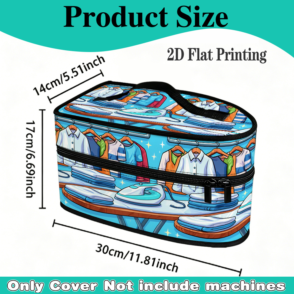 TEMU 2d Flat, 1pc Ironing Board And Hanging Clothes Pattern Portable Lroning Bag, Travel Storage Bag, Large Capacity Easy To Clean, With Top Handle &