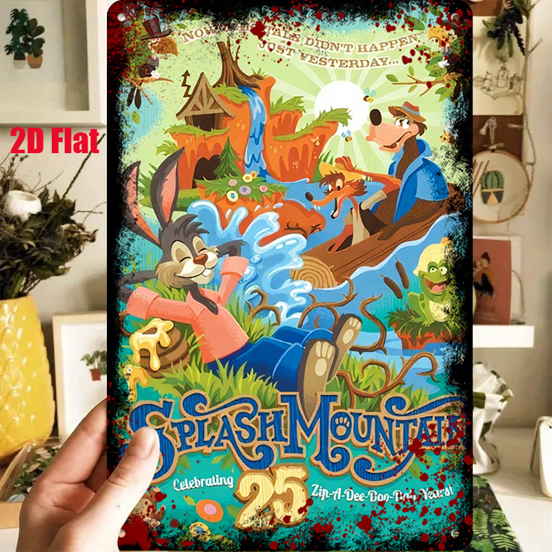 TEMU 2d Flat, 1pc 2d Flat Metal Sign "" Decorative Art, Featuring Animated Scene With A Colorful Forest And River, Vivid And Characters, Celebrating