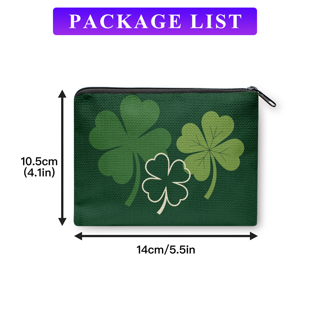 TEMU Coin Purse 1pc, Luck Clover Leaves -material Double, Compact Portable Coin Storage Suitable For Keys, A Practical Organizer For , Perfect Gift
