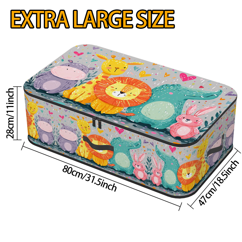 TEMU 1 Scatola portaoggetti extra-large da sotto letto con design a con , leone, e cuore. Contenitore portaoggetti con pieghevole in tessuto , per