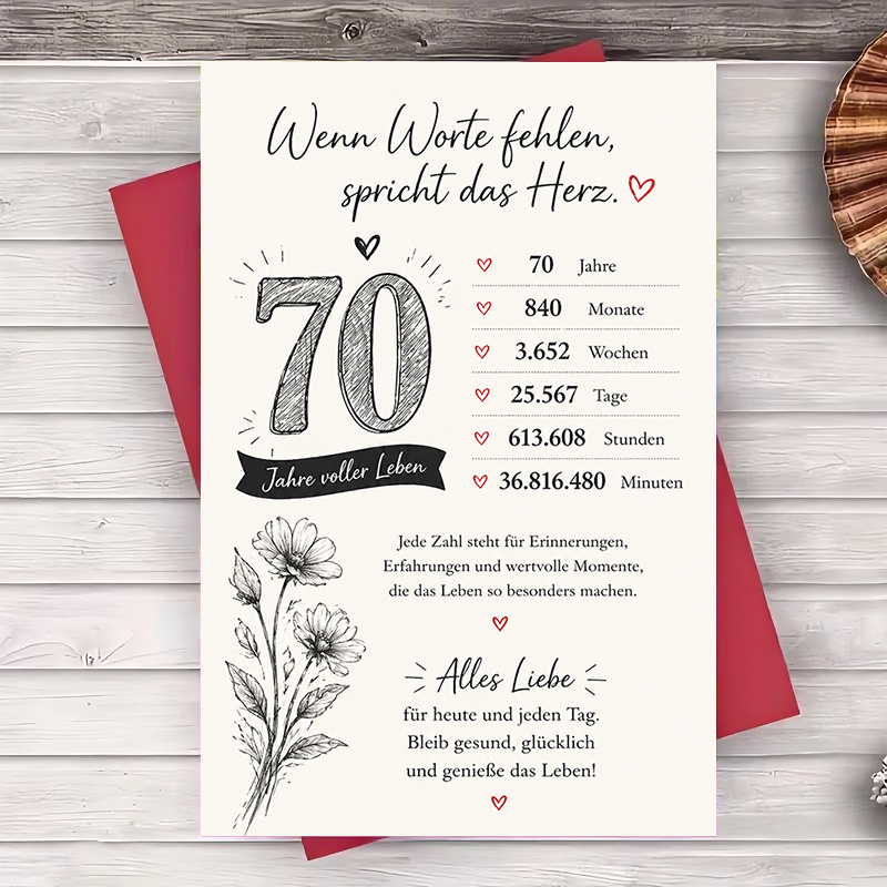 Image of 1 Greeting Card And 1 Envelope 70th Birthday Greeting Card For Men And Women Elegant Milestone Celebration Gift For Anniversary Party Keepsake