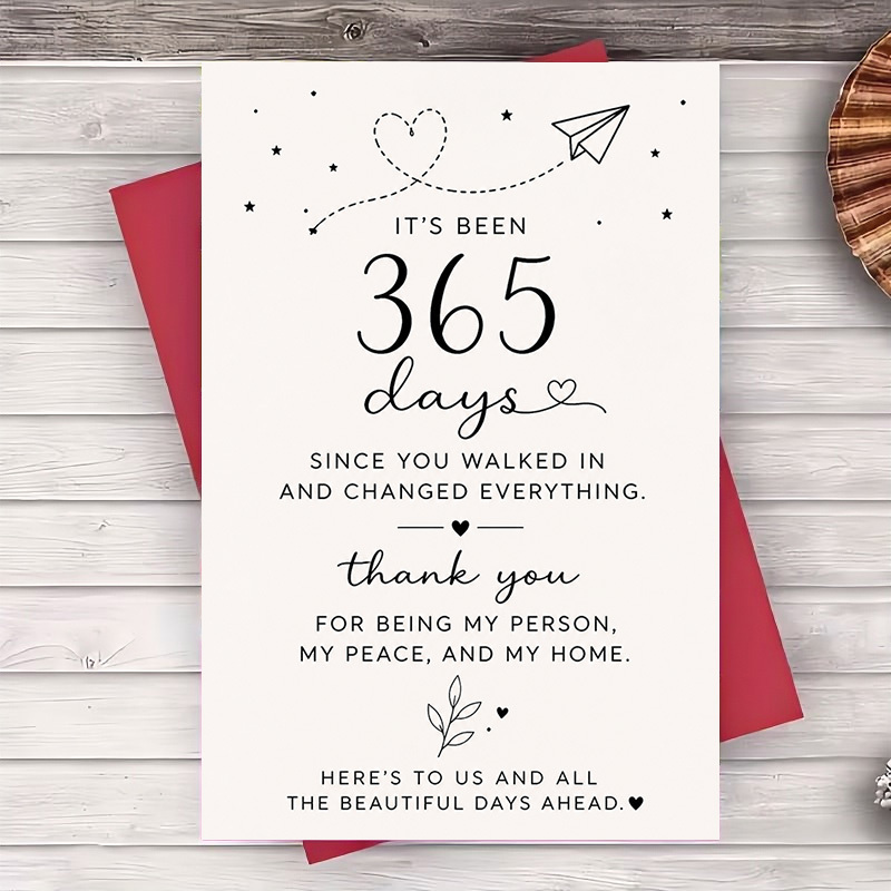TEMU 1 Greeting Card And 1 Envelope 1 Year Anniversary Greeting Card For Boyfriend Girlfriend Note For Husband Wife Anniversary Gift For Partner
