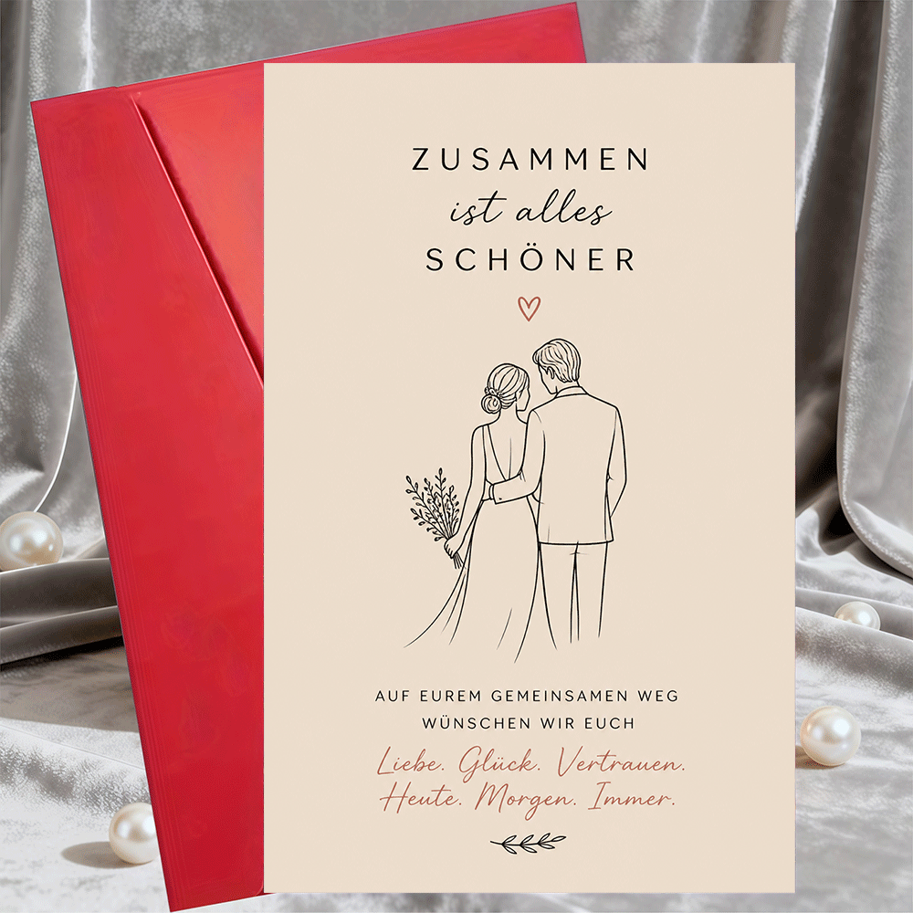 Image of 1 Greeting Card + 1 Envelope Elegant Wedding Engagement Card For Couple Bride And Groom Romantic Gift For Anniversary Bridal Shower And Special Moments Greeting Card
