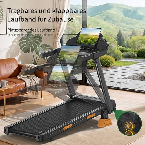 -laufband mit 17 % manueller neigung, klappbares heimlaufband mit leisem 3,0-ps-motor, 300 lbs tragkraft