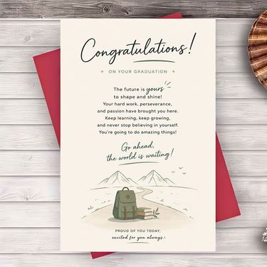 One Envelope and One Greeting Card Graduation Greeting Card for Students Friends and Colleagues Inspirational Message for Academic Achievement and New Beginnings Flat Paper Card for Celebration