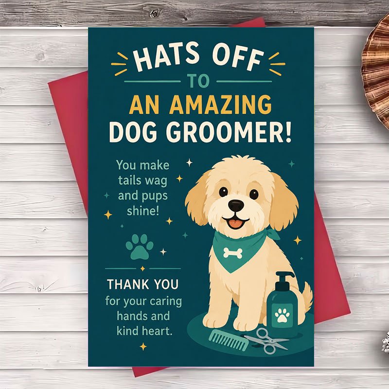 TEMU Une enveloppe et une carte de vœux de remerciement pour cadeau d'appréciation pour toiletteur de chiens, carte plate pour le personnel de salon
