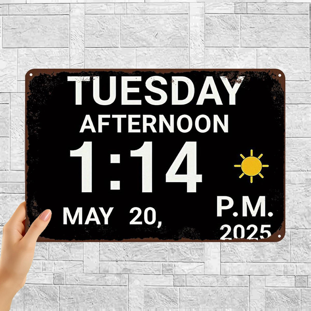 TEMU 2d Flat, 2d Flat 1pc, " Afternoon 1:14 Pm, May 20, 2025 โ Vintage Wall Sign" 8ร12 Inch, 2d Flat