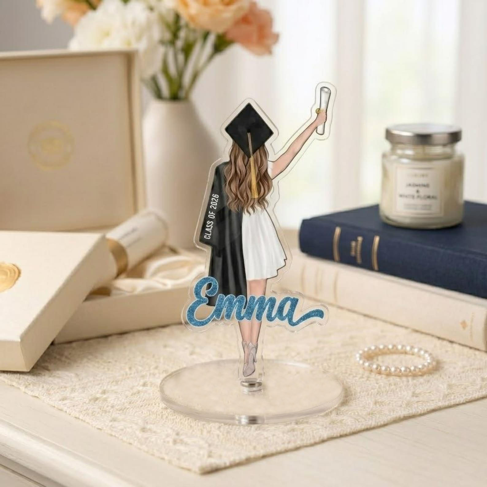 TEMU [2d Flat] 1pc Customized Graduation Photo Acrylic Ornament, 2026 Graduation Gift Tailored For Her, Party Decoration, Family Graduation Gift For