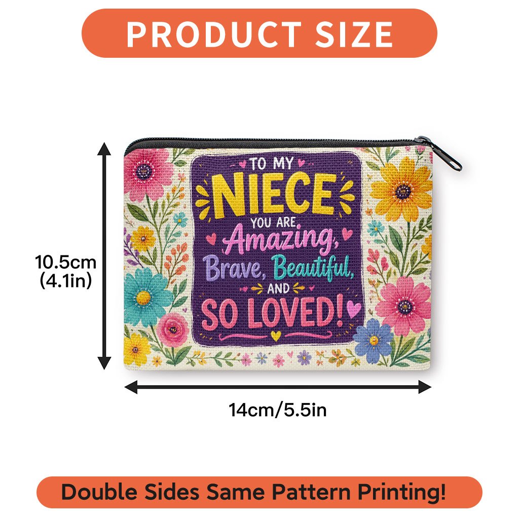 TEMU Coin Purse, To My Wonderful Niece Print Coin Purse, Card Holder, Multifunctional, Compact, Lightweight, Portable, Key Pouch, Coin Pouch, Bag,