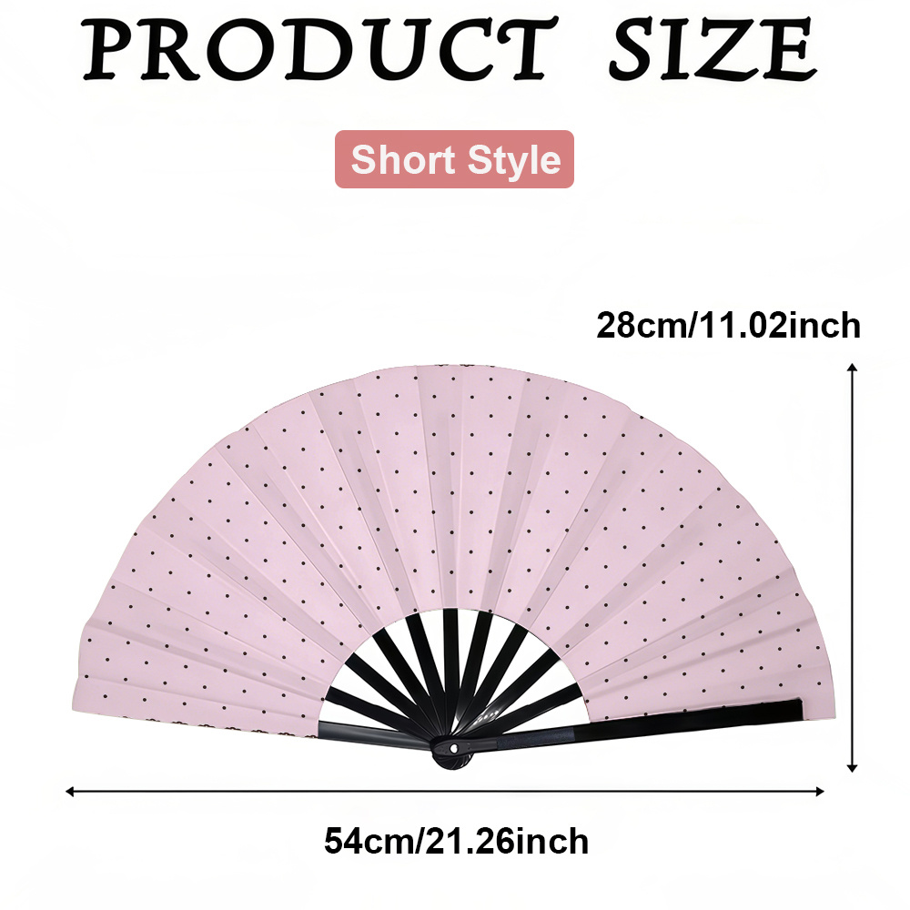 TEMU 1pc Women's Folding Fan, Light Pink Polka Dot Lace Printed Hand Fan, Fashionable Folding Fan, Trendy For Parties And Music Festivals, Portable