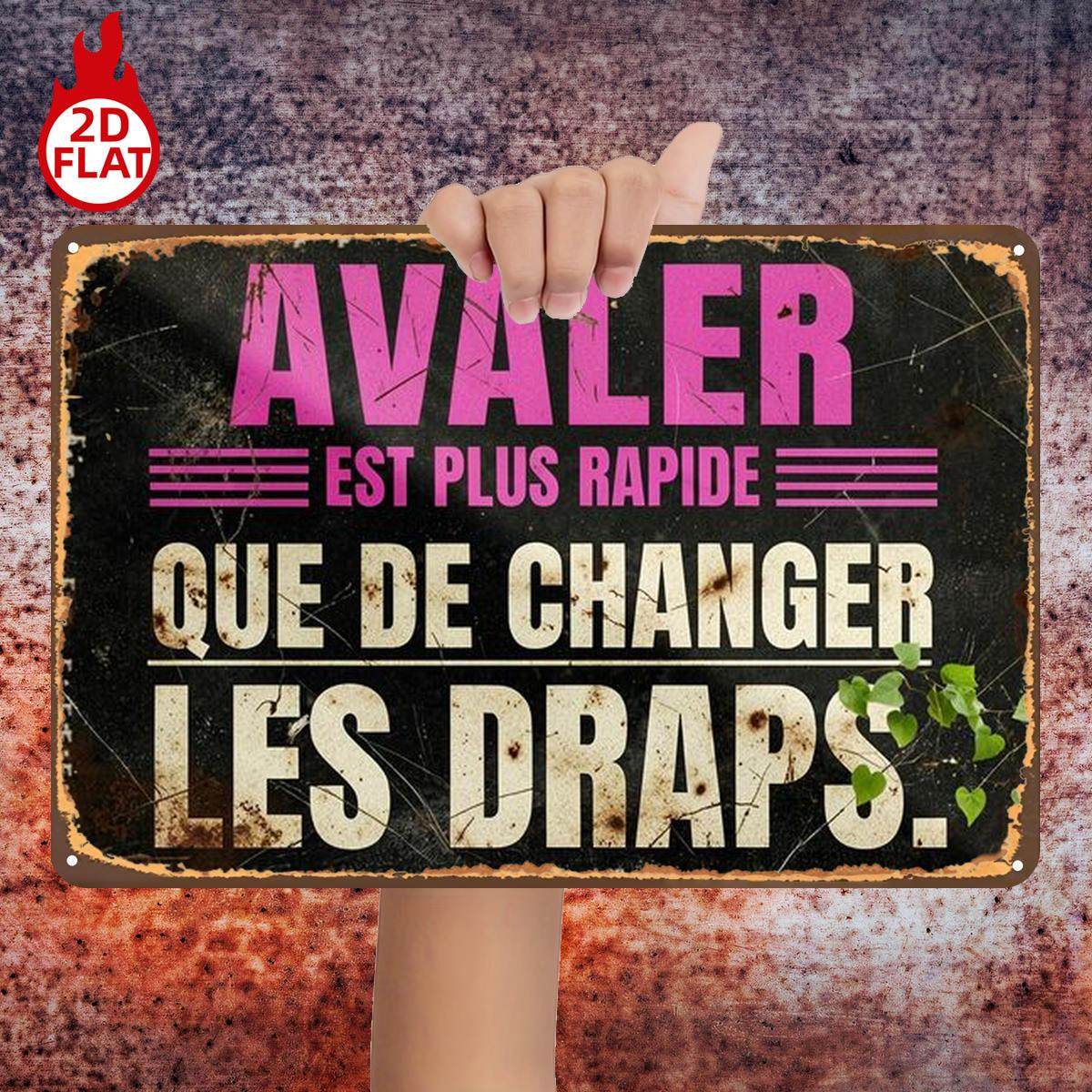 TEMU Panneau plat 2D 1pc, "Manger est plus rapide que de changer les draps.", Plaque en métal et fer, Taille (8"X12"/20Cm*30Cm) Peintures