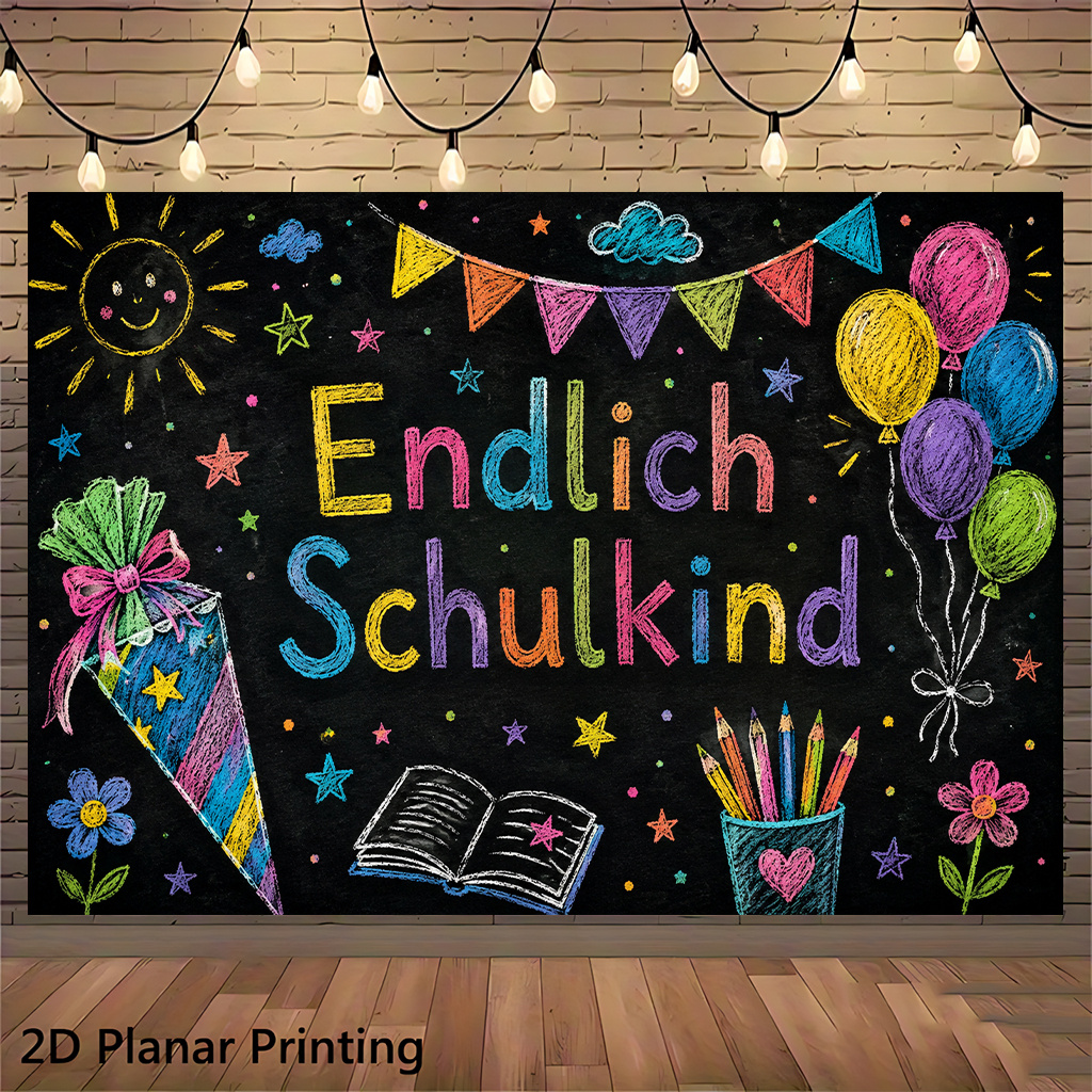 TEMU 2d Flat, 1pc 1pcs Back To School Banner Poster - Square Suitable For Parties, Graduation, Birthdays, Photo Backgrounds - & Stick Wall Decoration
