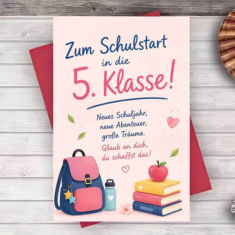 Image of 1 Envelope And 1 Greeting Cardback To School 5th Grade Greeting Card For Teachers And Students First Day Of School Greeting Card