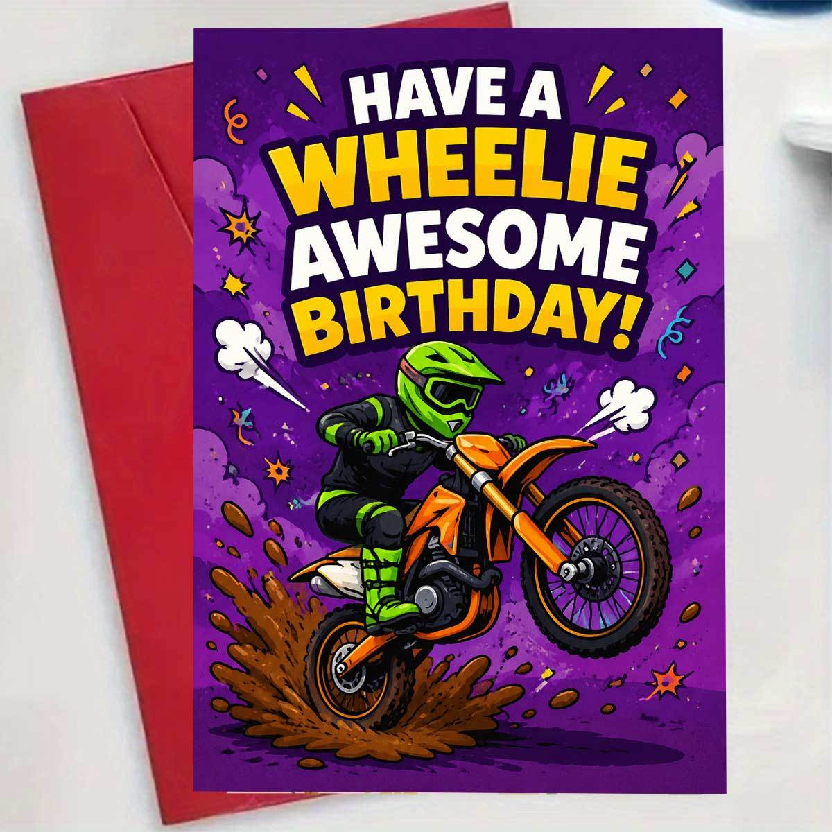 TEMU 1 -road Motorcycle Birthday Card, A Birthday. - Friend. Includes Envelope