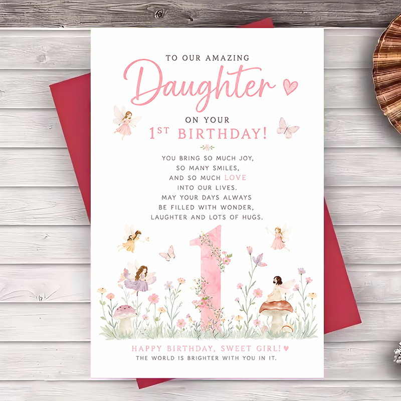 TEMU 1 Envelope And 1 Funny Greeting Card First Birthday Greeting Card For Daughter Sweet Birthday Wishes For Family Celebration