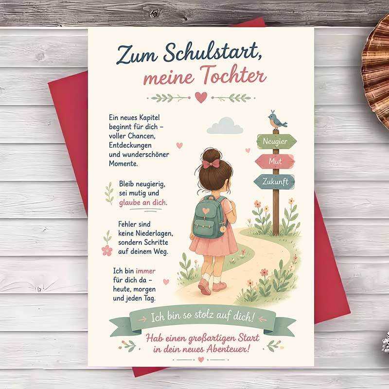 German Greeting Card For Daughter Inspirational Back To School Keepsake Greeting Card