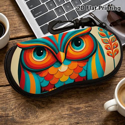 item picture 2d flat 1pc colorful owl glasses case suitable for glasses wallet accessories holder owl pattern eyewear cover compact case for unisex design for phone case compatible for smartphones holder 2d flat