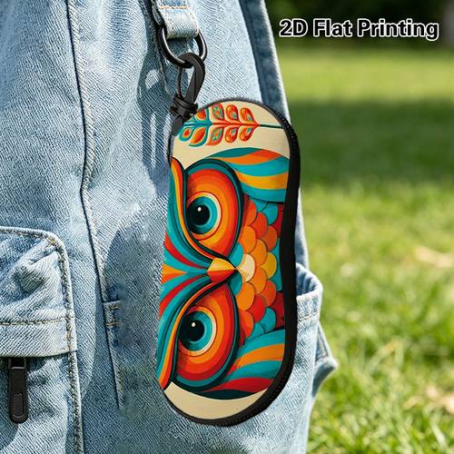 2d flat 1pc colorful owl glasses case suitable for glasses wallet accessories holder owl pattern eyewear cover compact case for unisex design for phone case compatible for smartphones holder 2d flat