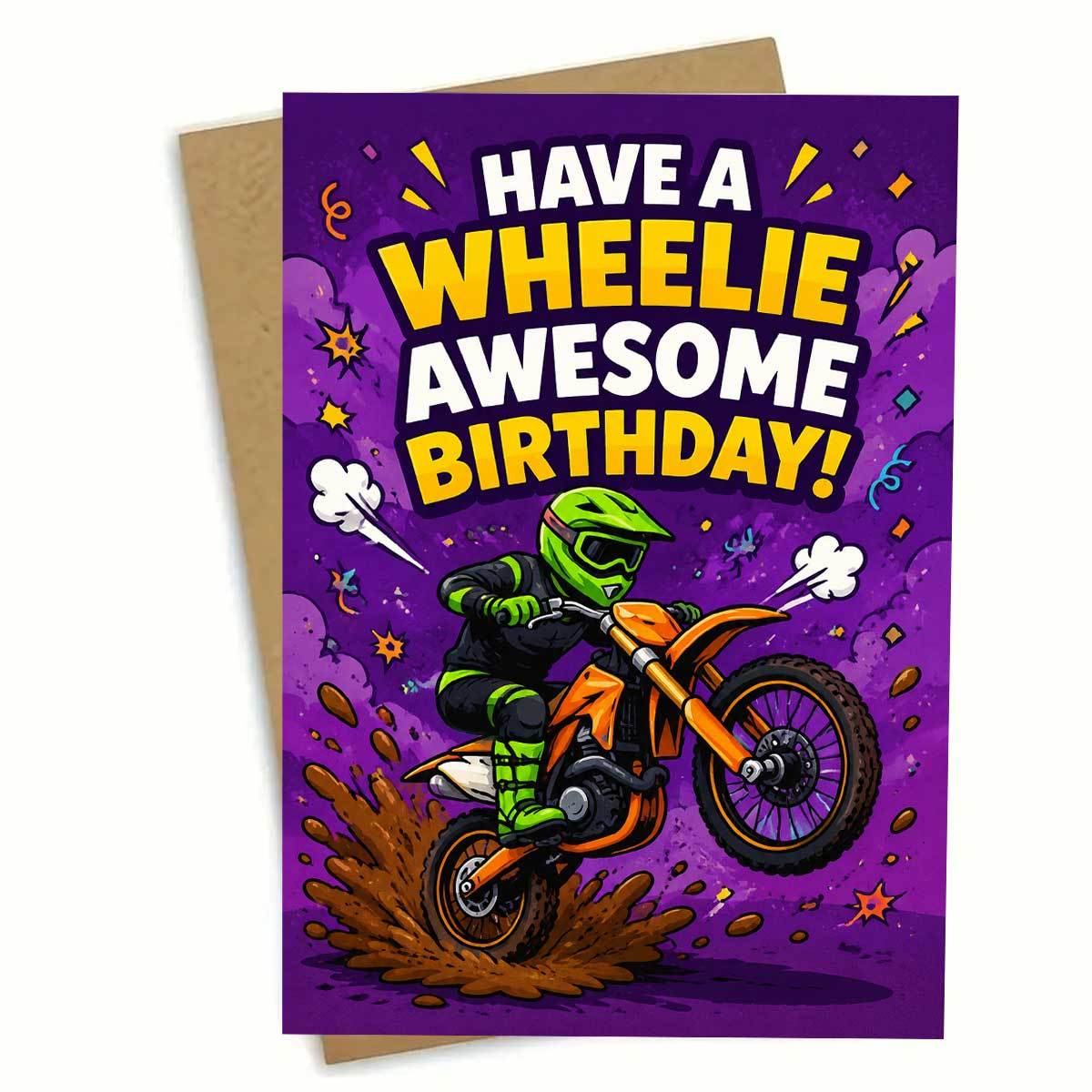 TEMU 1 -road Motorcycle Birthday Card, A Birthday. - Friend. Includes Envelope
