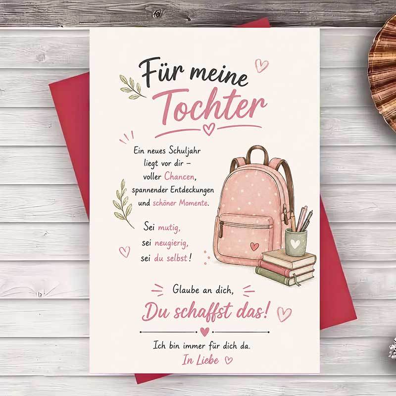 German Back To School Greeting Card For Daughter Encouragement And Greeting Card