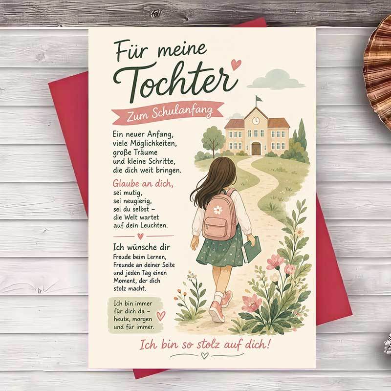 TEMU Ein Umschlag eine Grußkarte – Grußkarte zum Schulanfang für die Tochter – Stolzes, liebevolles Geschenk für Neuanfänge – Grußkarte