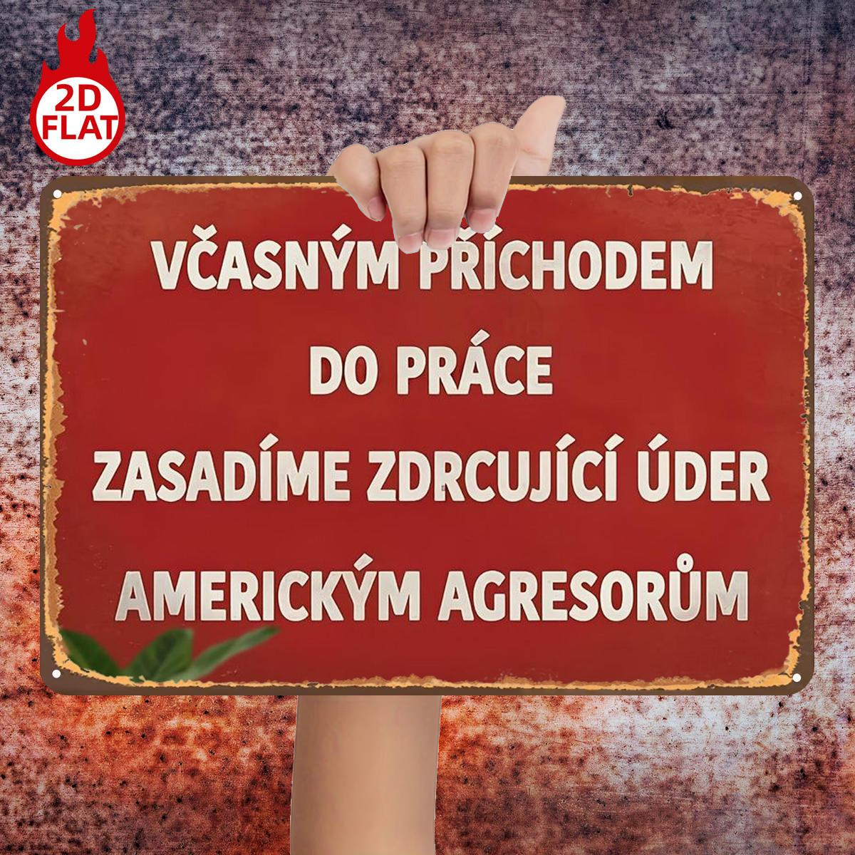 TEMU 2d Flat, 2d Flat 1pc,early : A Blow To American Aggressors,metal Lron Sign,size(8"x12"/20cm*30cm)decoratve